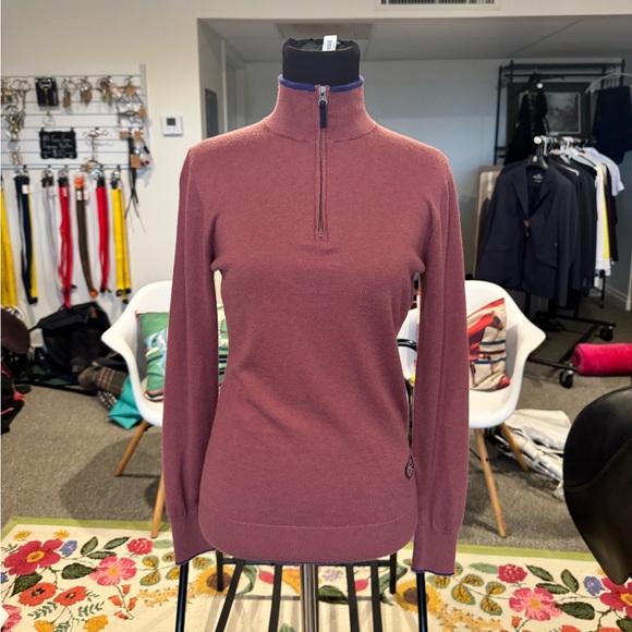 Essex Classics Sweaters - Women's Mauve and Violet Turtleneck 1/4 Zip Sweater